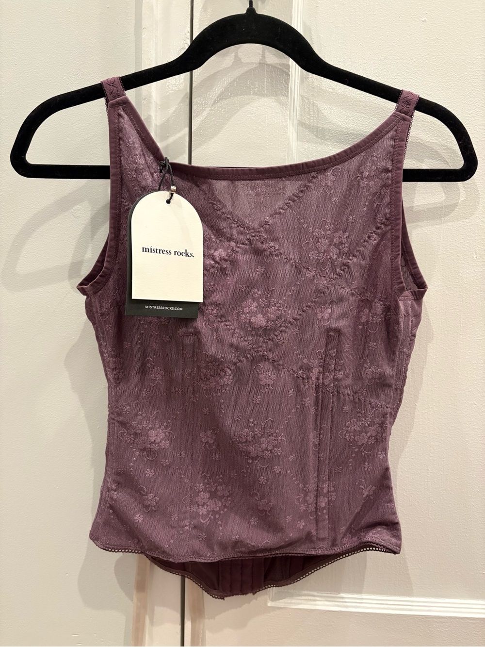 NWT Mistress Rocks Lace Corset Top Prune Purple Hook Eye Size Small